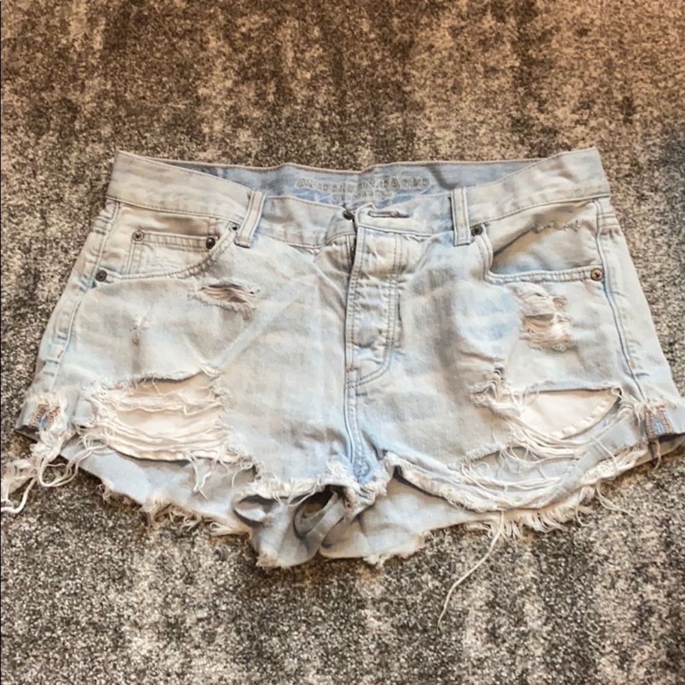 Light wash jean shorts